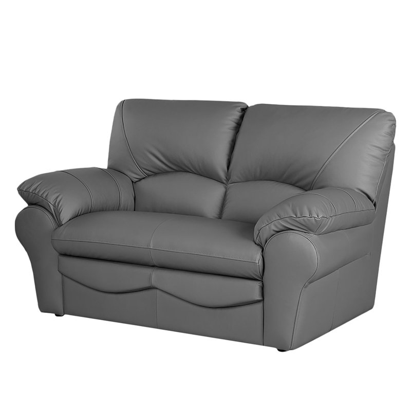 Causeuse en cuir véritable 2 places Heppman, Gris foncé