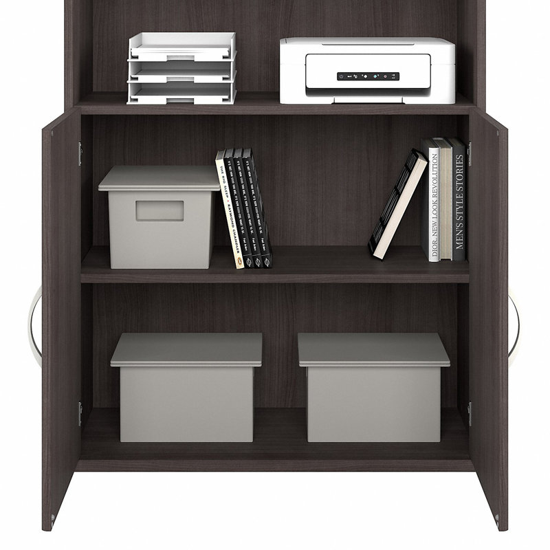 Hybrid Storage Bookcase, Storm Gray
