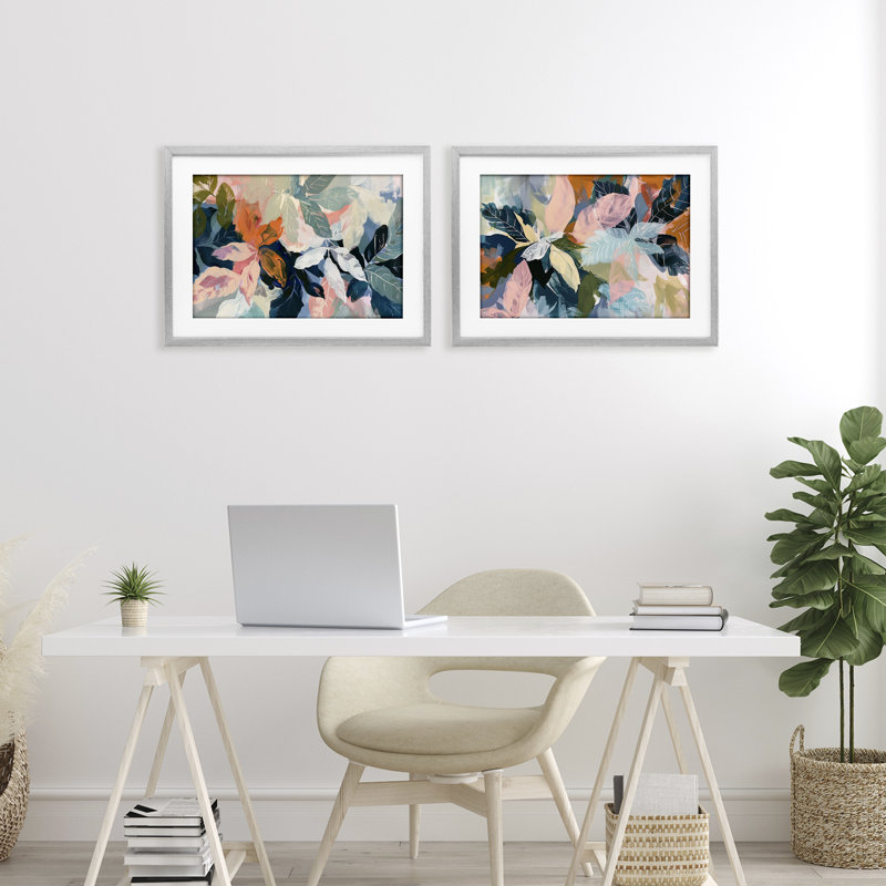 «Tropical Oasis Flowers», ensemble de 2 impressions encadrées sous verre, design par Elara Yasna, H 17 po x l 23 po