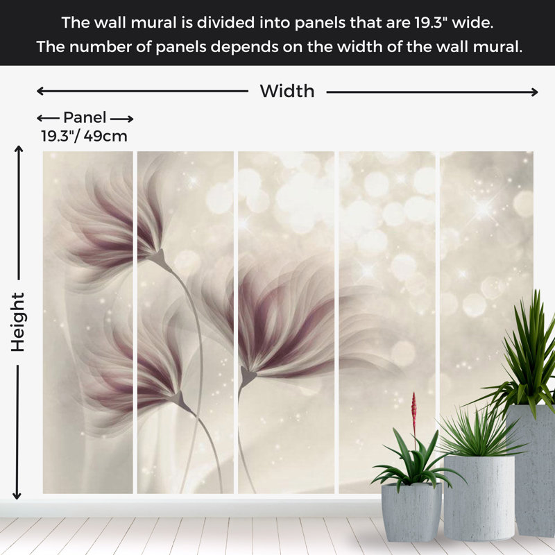 Murale florale pelez et collez - matin lumineux, L 82 po x l 115 po