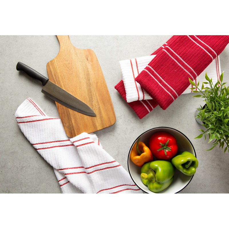 Stripe Waffle Kitchen Towel Linen Set