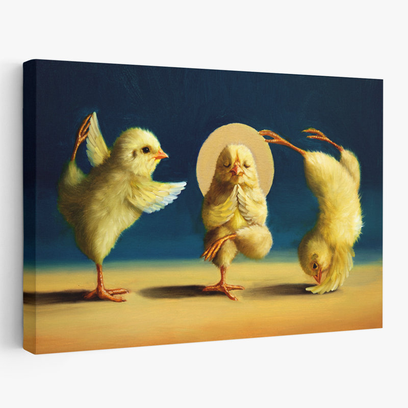 Yoga Chicks Three - animaux fantaisie urbaine et pop surréalisme, H 32 po x l 48 po