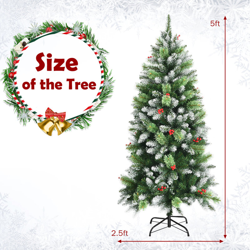 Arbre de Noël 60 po et baies en cachemire vert / blanc H 60 po