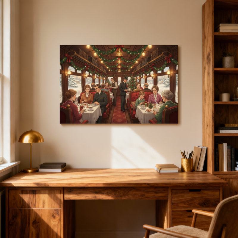 Christmas Christmas Train Interior With Passengers