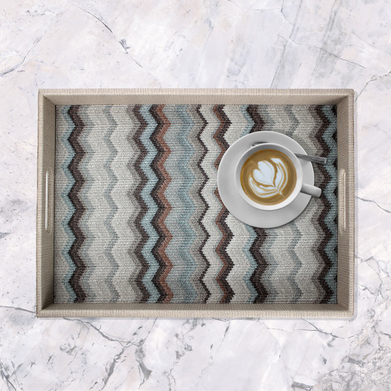 Nayleigh Leather / Faux Leather Tray, Brown/Blue/Grey