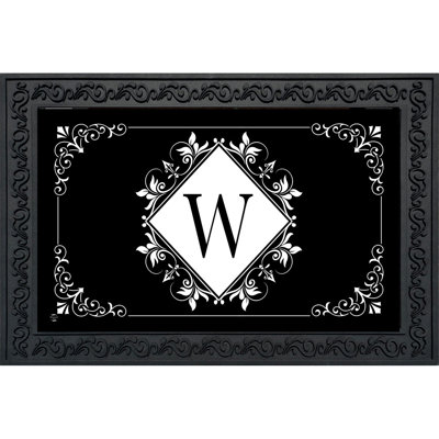 Paillasson noir et blanc avec monogramme