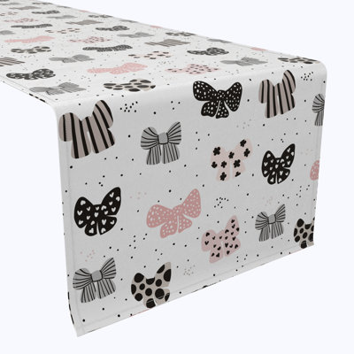 Table Runner, 100% Cotton, 16X108", Patterned Bows
