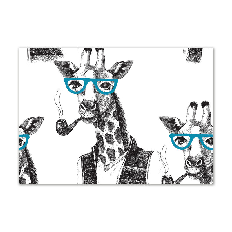 Giraffe With Glasses - Wrapped Canvas Print