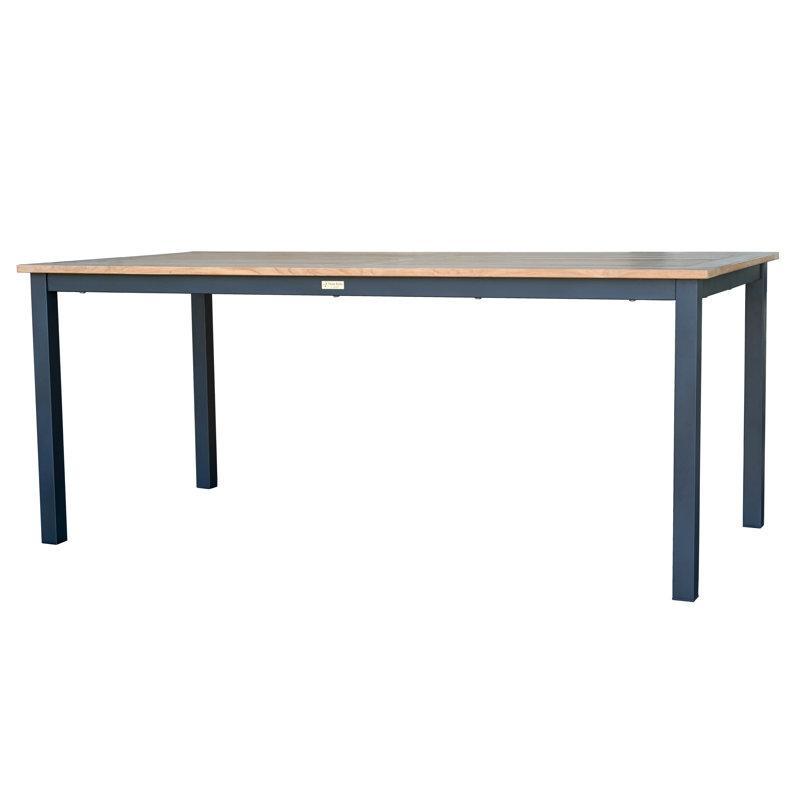 SoHo Rectangle Teak Aluminum Outdoor Dining Table, 29.5" H x 72" W x 36" D, Black
