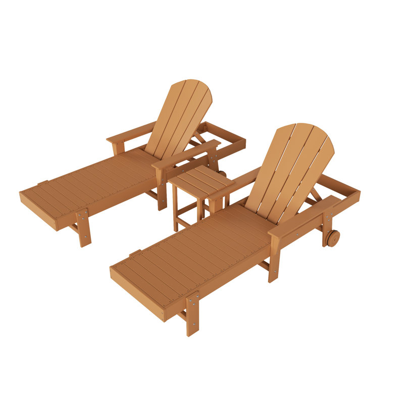 Laguna Outdoor Chaise Lounge Set with Table, Teak
