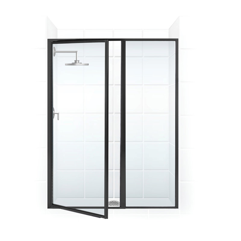Legend Series Framed - W x 69'' H Hinged Door Framed Shower Door with, Clear, Matte Black
