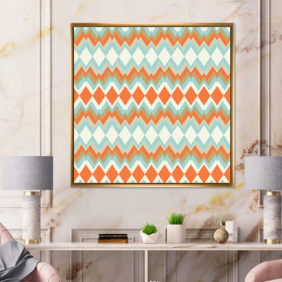 Zigzag en bleu et orange - impression sur toile