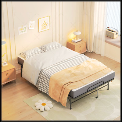 Lit extra long et large de 75 po x 46 po avec mousse à mémoire de forme de 5 po, capacité de poids de 450 lb pour un sommeil confortable