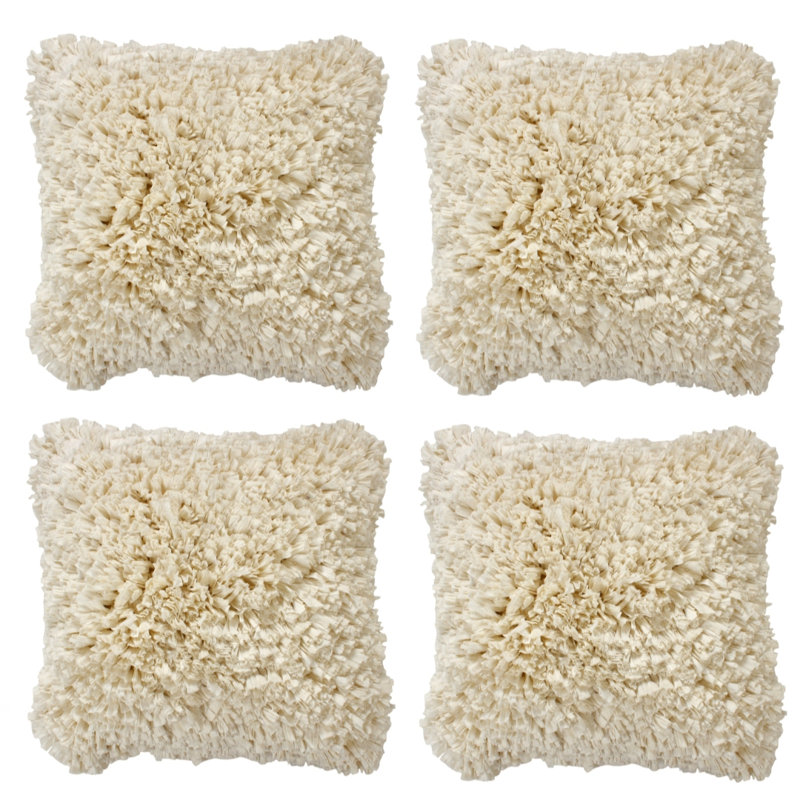 Cotton Reversible Throw Pillow, Ivory, 18" x 18"