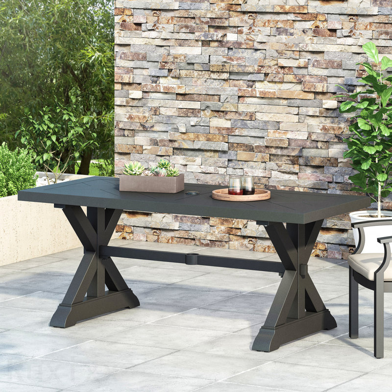 Outdoor Dining Table, Antique Matte Black
