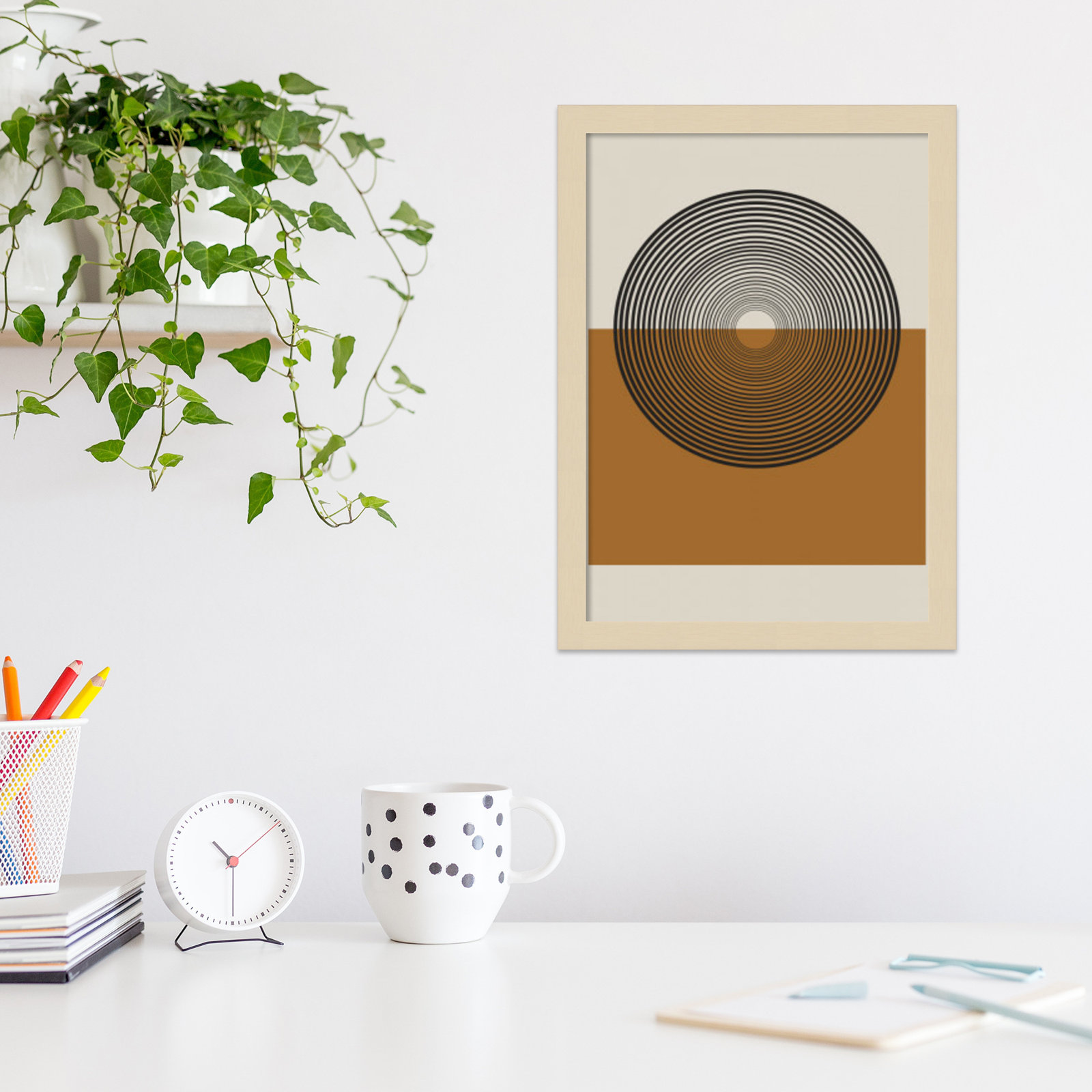 Retro Landscape by The Miuus Studio, Brown, 17" H x 13" W x 1" D