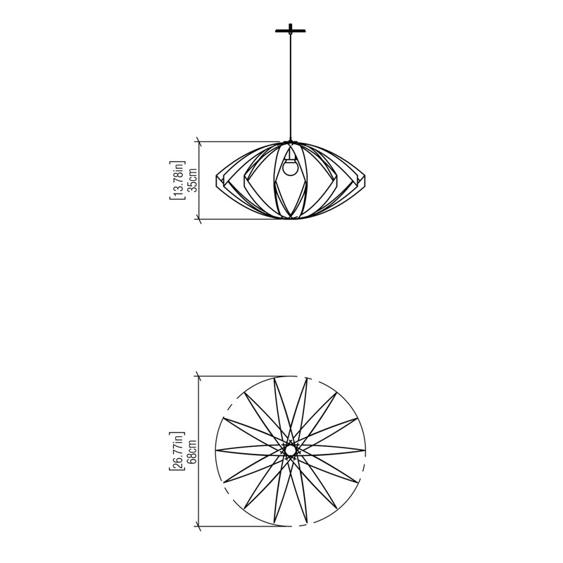 Versátil 1 - Light Pendant, 13.65" H x 26.52" W x 26.52" D, Imbuia