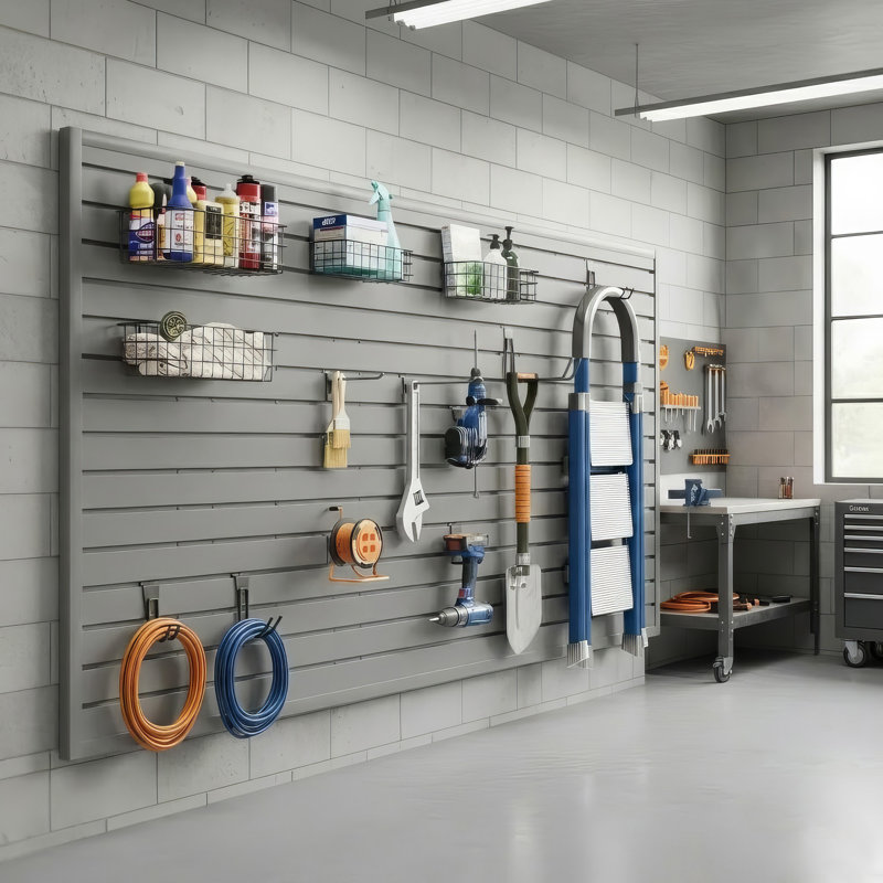 Slatwall Panel 8' X 4' PVC Heavy Duty Garage Organizing System, Gray