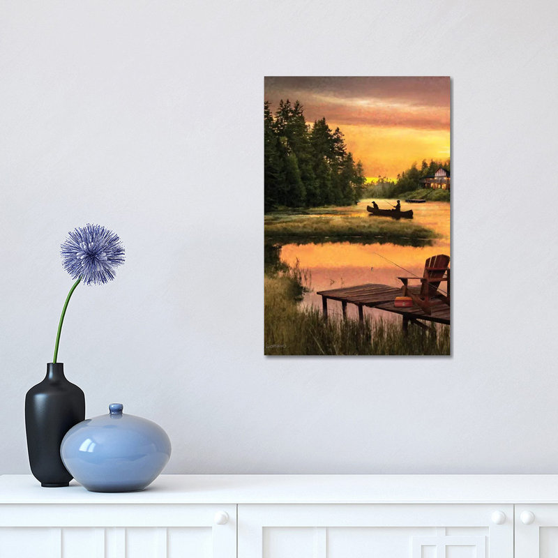 Lakside Reflection - Wrapped Canvas Painting, 30.48 cm H x 45.72 cm W