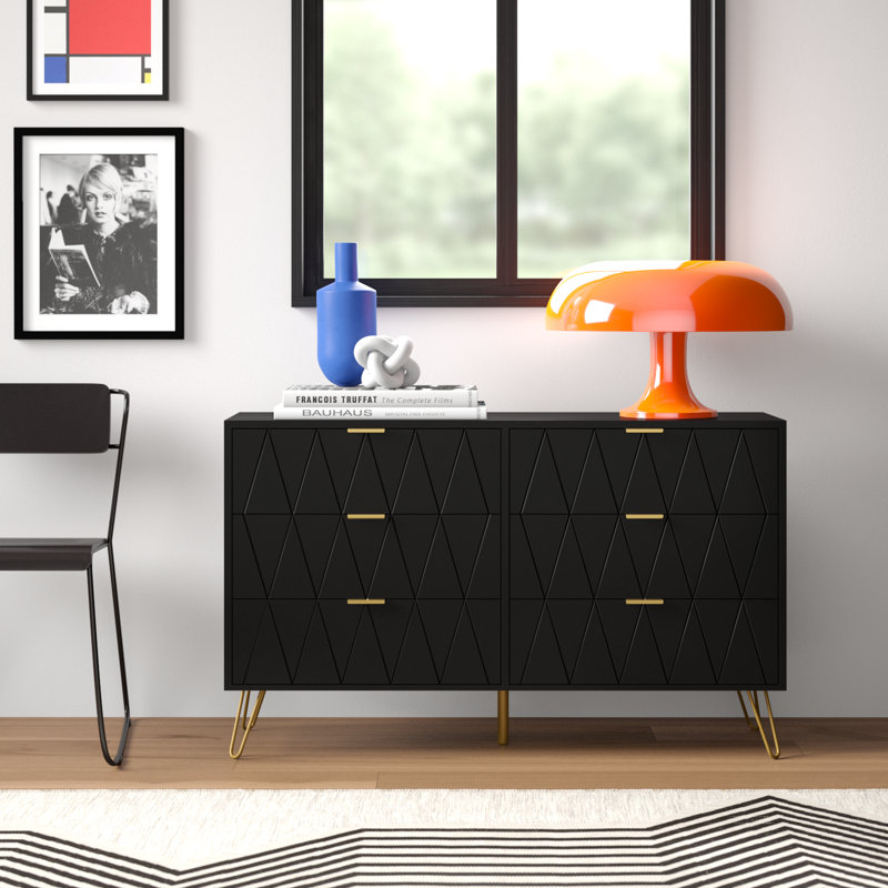 Commode 6 tiroirs 47,24 po Marable, Noir
