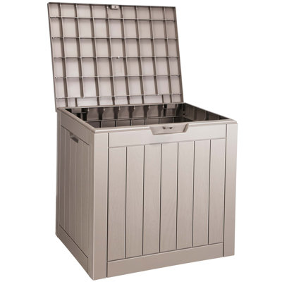 31-Gallon Outdoor Resin Storage Box With Waterproof Design, Weather-Resistant Construction, And Multi-Functional Seating Capability.