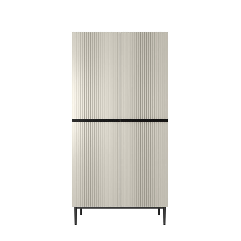 Alhowra 2 Door Manufactured Wood Wardrobe, Grey/Matte Black