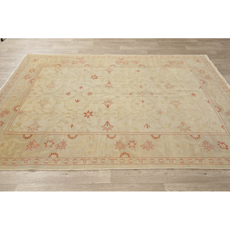 Tapis de zone en laine 6 pi 1 po x 8 pi 3 po one-of-kind à la main-noué la new age oushak Nis