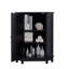 Armoire de rangement en coin noire avec tablettes réglables et porte simple