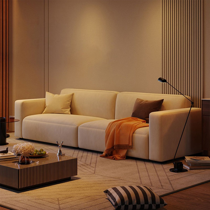 Coussin modulaire beige en polyester, 4, 29,92 po H x 110,24 po l x 37,4 po P