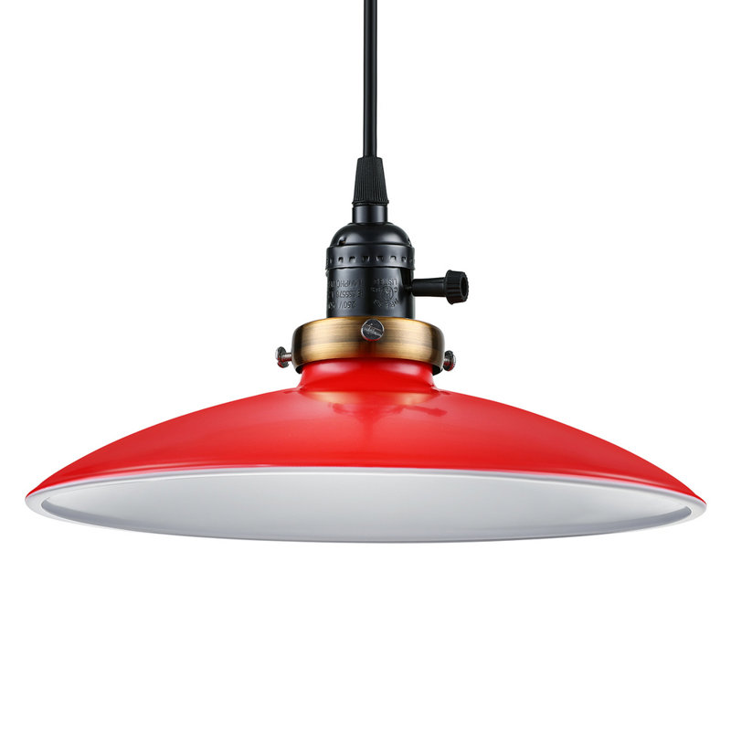 Luminaire suspendu industriel avec abat-jour en métal, Rouge