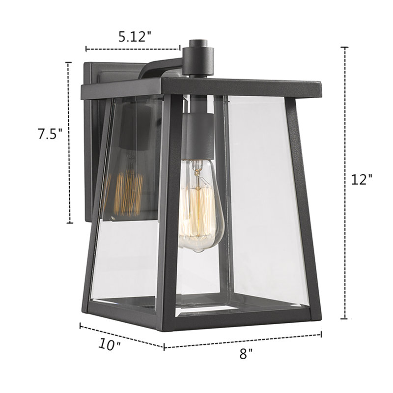 Dunnigan Wall Light, 12" H x 8" W x 10" D, Textured Black