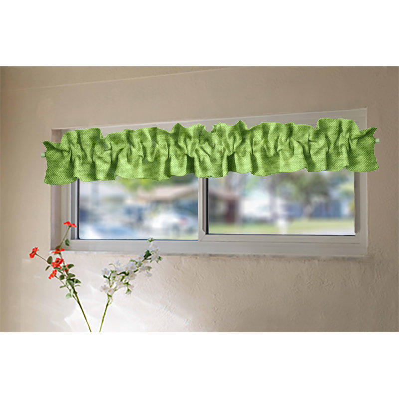 Ruffled Window Valance, 120" W x 9" L, Lime Green