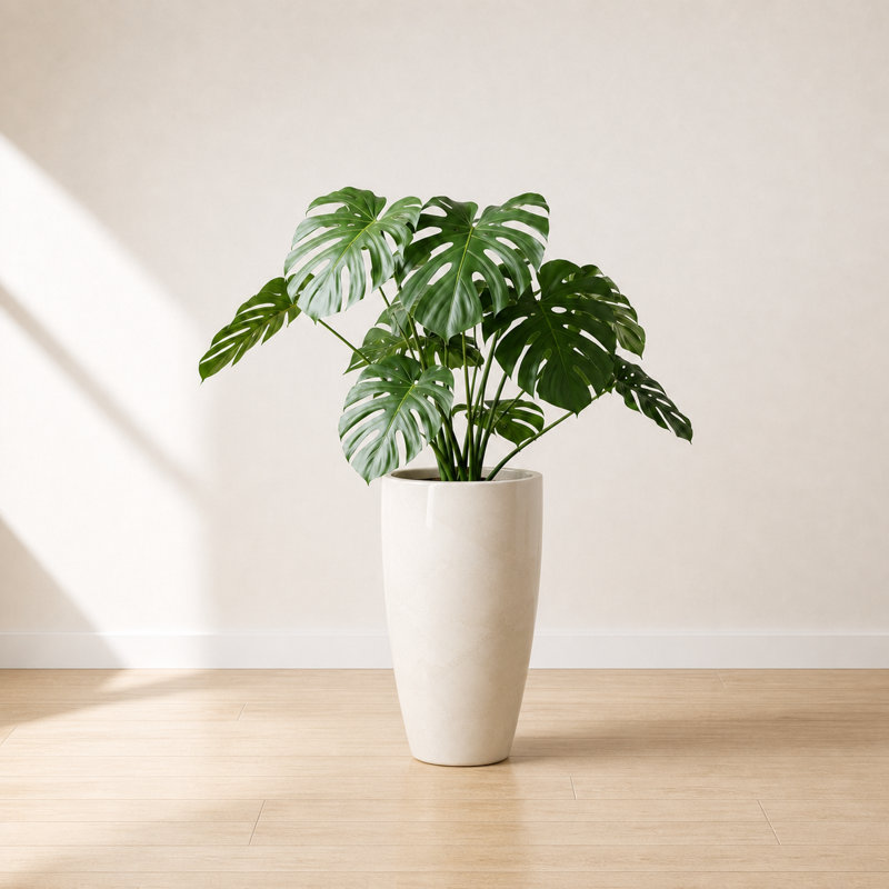ECOBO Eco-Friendly Round Pot Planter, VicenzaIndoor/Outdoor use,Four Season Use, Off White, 20.9" H x 11.8" W x 11.8" D