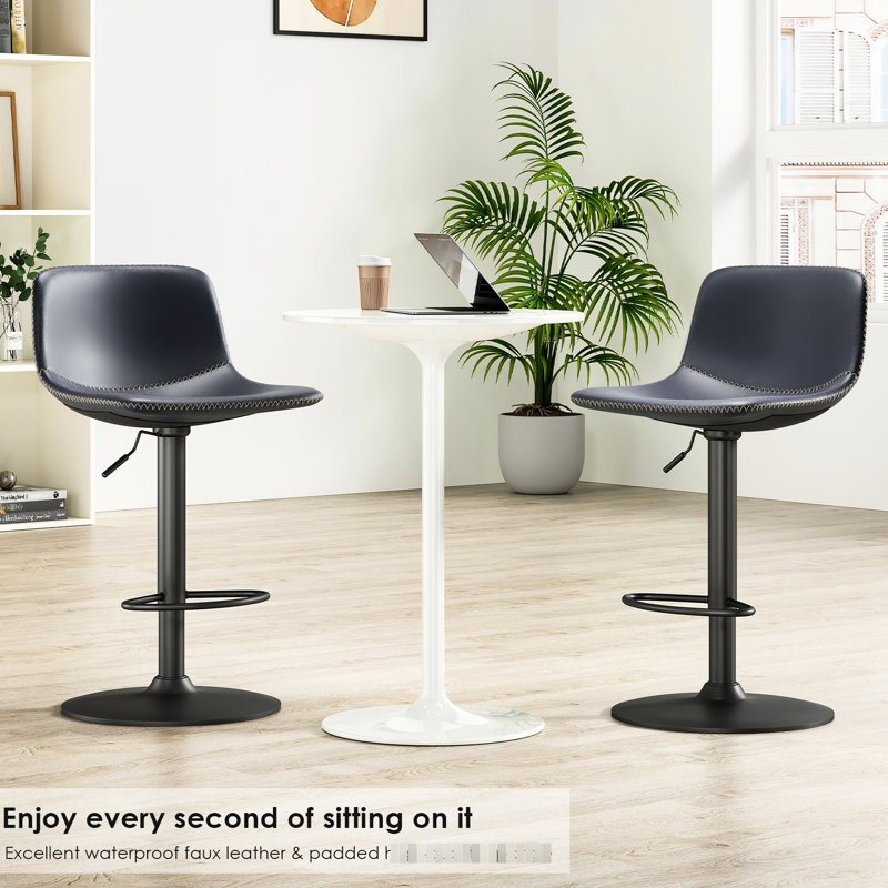 2 tabourets de bar pivotants réglables en cuir bleu Pu