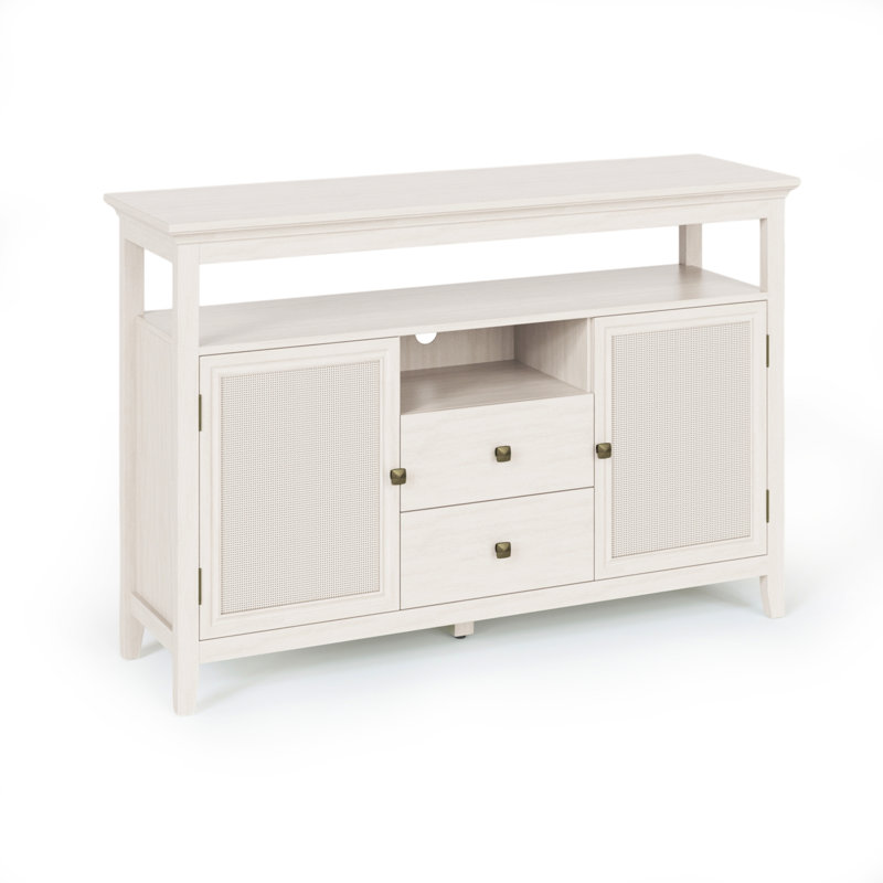 Buffet 52,8 po, armoire pour la cuisine - bois blanc et armoire de rangement longue durée avec tablettes réglables blanc, 53 po x 36 po, 16 po, 90 lb, et plus