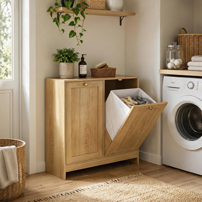 Armoire à linge basculante avec panier amovible, armoire de rangement pour linge de salle de bain autoportante pour la maison