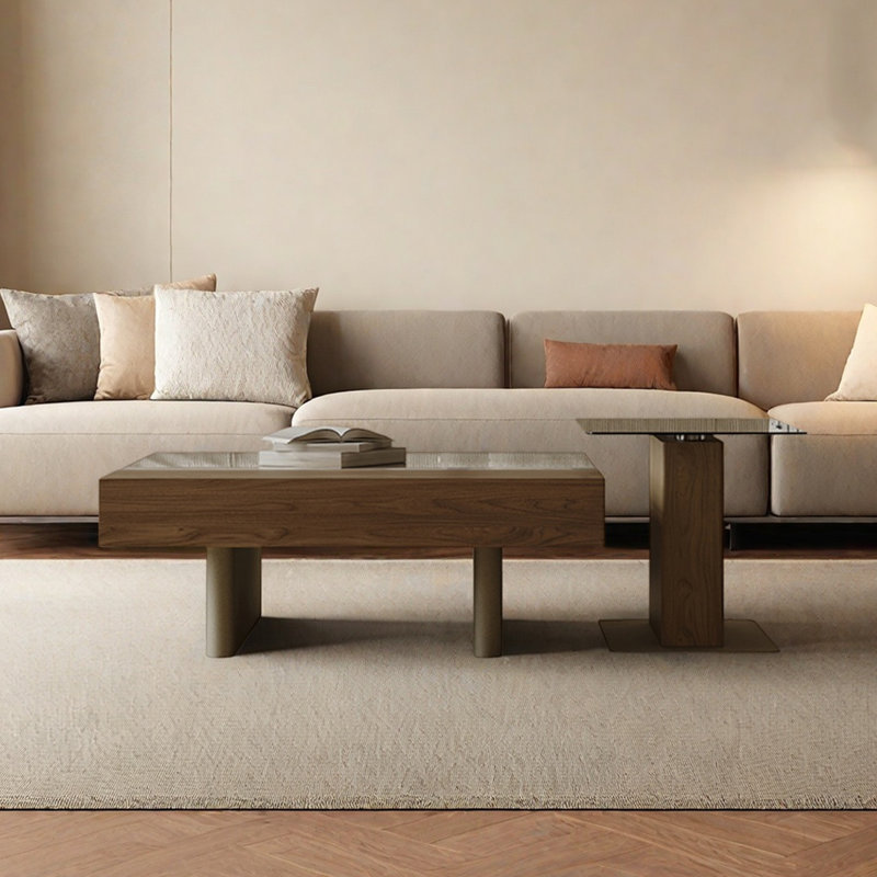 Ensemble de tables basses avec plateau en marbre et verre