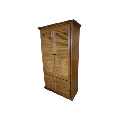 Traditional Oak Solid Wood Kitchen Pantry with shutter doors by Red Barrel Studio