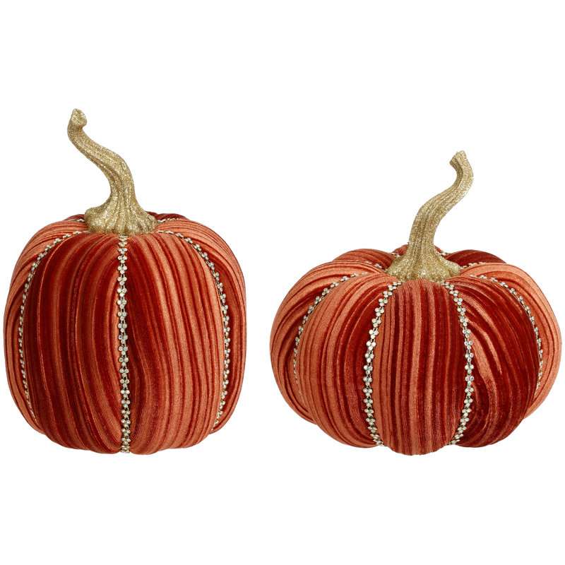 2 Piece Jeweled Pumpkin Set, Copper