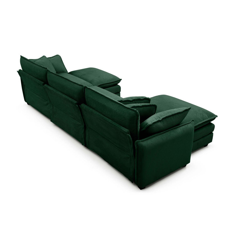 Canapé modulaire surdimensionné avec repose-pieds convertible, H 33,85 po x l 115,34 po x P 34,25 po, Gris