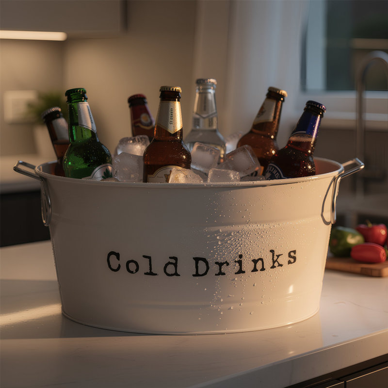 Harbour Housewares - Vintage Metal Large Drinks Bucket, Silver