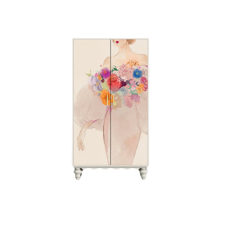 Garde-robe moderne pour chambre double, Rose / blanc ivoire