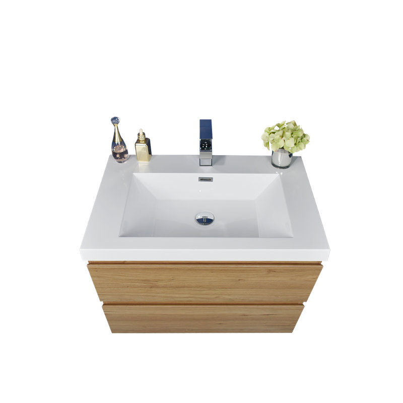 Ninel 29.38'' Single Bathroom Vanity with Plastic Top, Natural Oak
