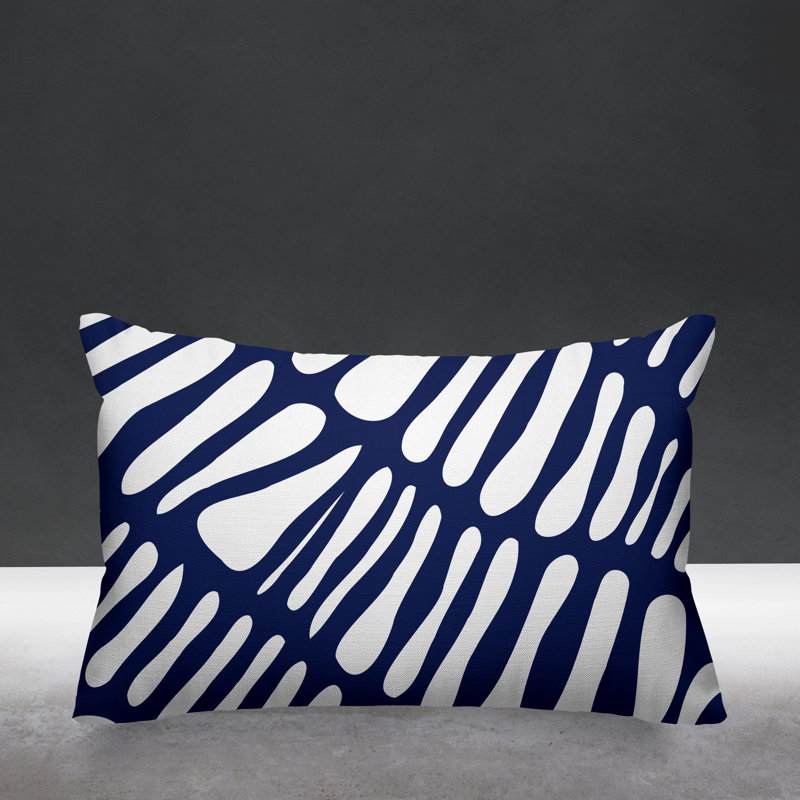 Housse de coussin rectangulaire pour l'extérieur Tribal, Bleu marine