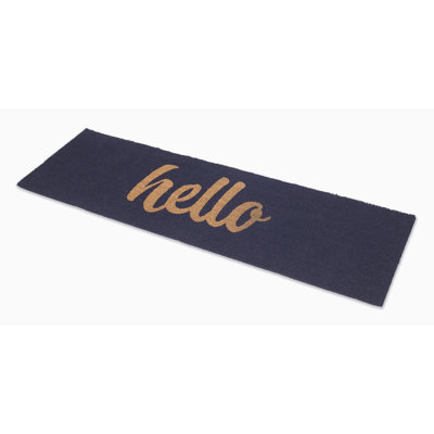 Alexadra Cursive Hello Coconut Coir Entryway Doormat