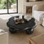 Table basse 35 "en forme de nuage noir, table basse minimaliste moderne en forme de pétale avec pieds sphériques, noir mat et table de salon à petit espace pour petits appartements, noir mat
