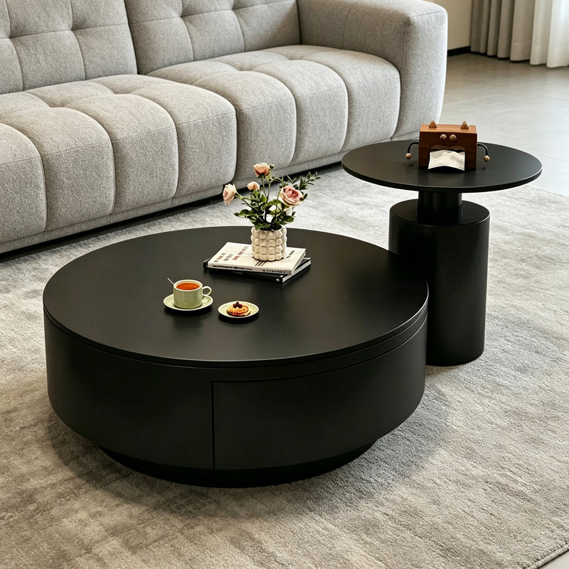 Mikole, 12.99" H x 27.55" W x 27.55" D, Black/Black