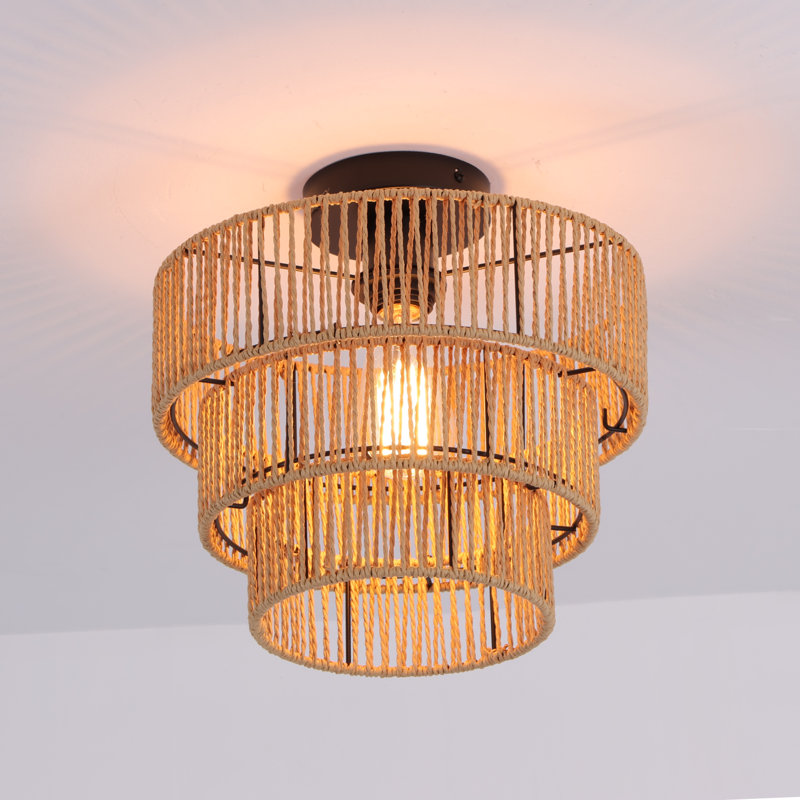 Plafonnier encastré en rotin de style bohème 11,81 po Lonnie