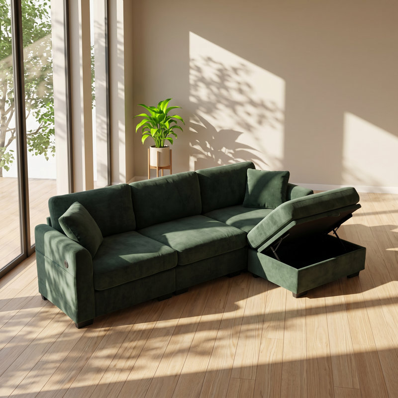 Canapé modulaire en L en chenille moderne l 97 po x P 56,5 po x H 32 po