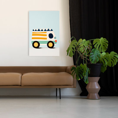 Colorful Camper Van Colorful Modern Playful Summer Wall Art Print 1 Piece Wrapped Canvas Wall Art